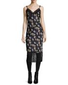 Margarit Printed Slip Dress, Army Of Hearts Wild Rose/black