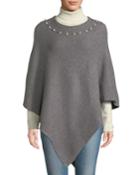 Pearly-neck Waffle-knit Poncho
