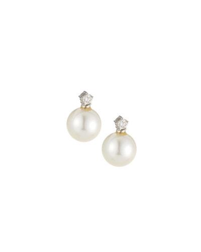 14k South Sea Pearl & Diamond Stud Earrings,