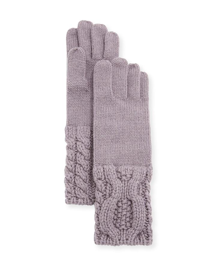 Knit-cuff Cashmere Gloves