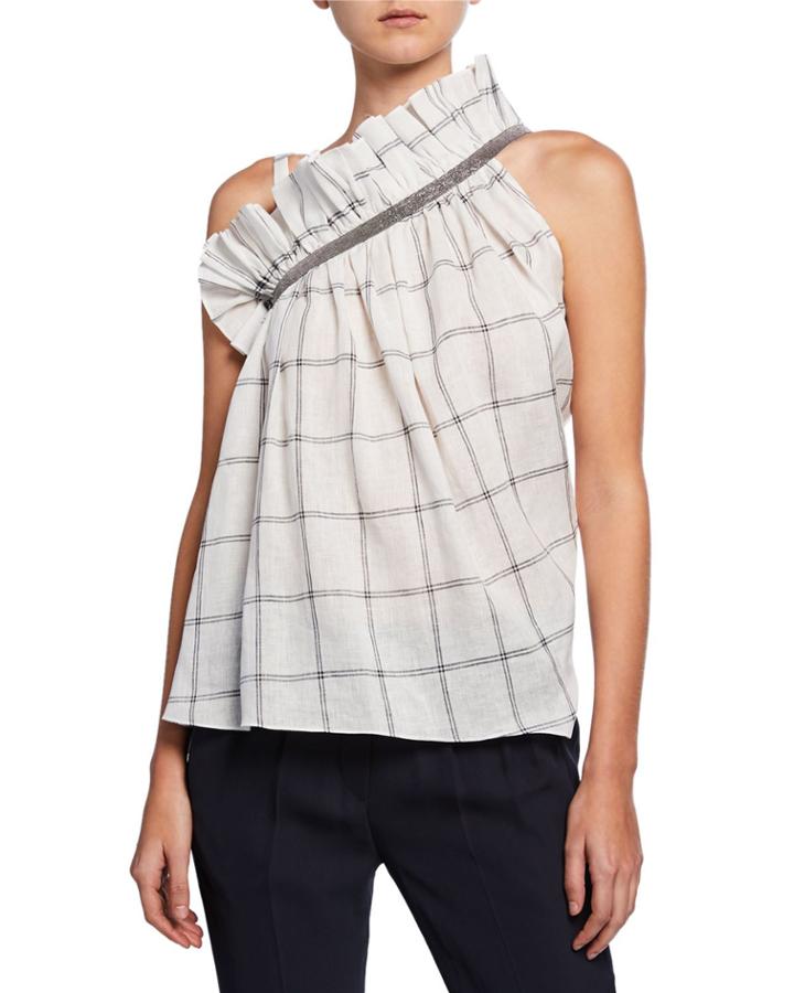 One-shoulder Windowpane