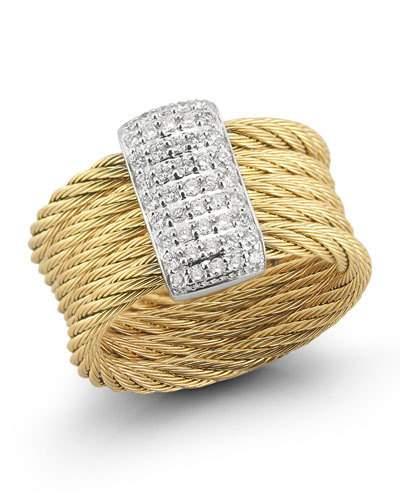 Multi-row Diamond Pav&eacute; Rectangle Ring, Yellow,