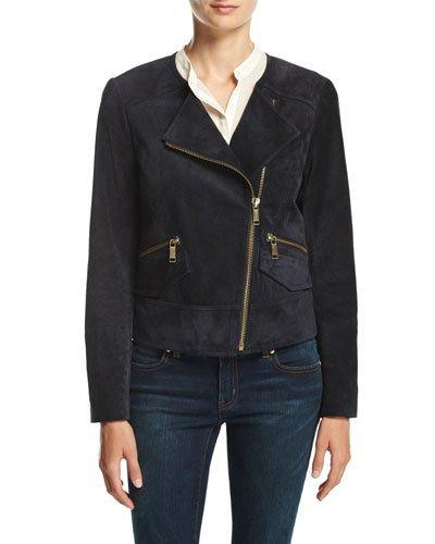 Suede Moto Jacket, New Navy