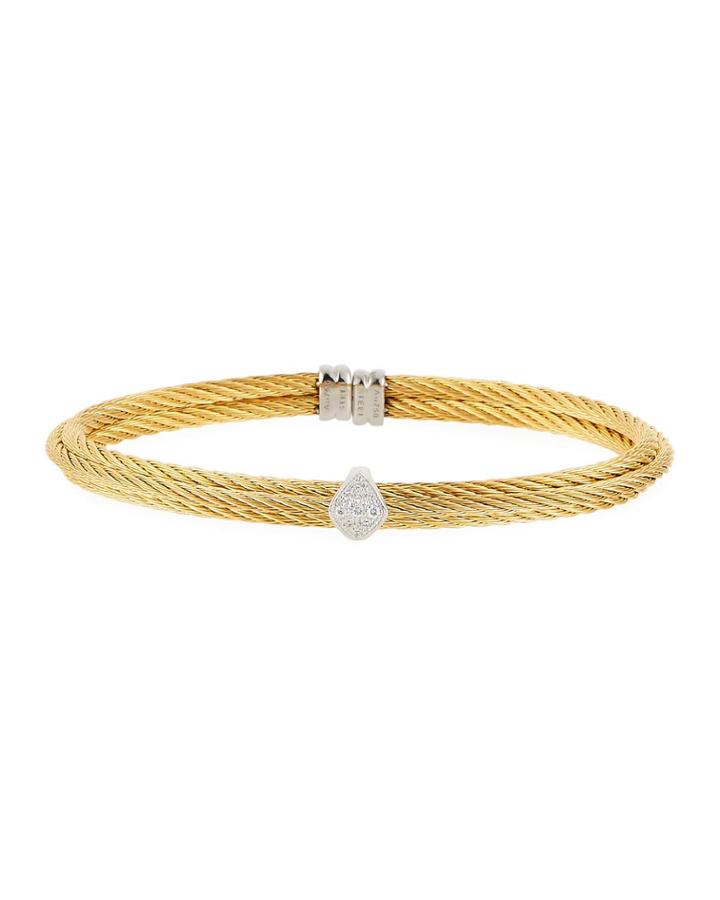 2-row Diamond Kite-station Bangle, Yellow