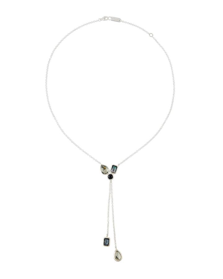 925 Rock Candy Cluster Double-lariat Necklace In Black Tie