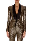 Shawl-collar One-button Golden Paillettes Blazer