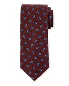 Burlington Print Wool-silk Blend Tie, Red