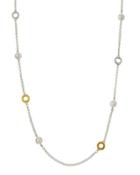 Spell Long Two-tone Hoop Pearl Station Necklace