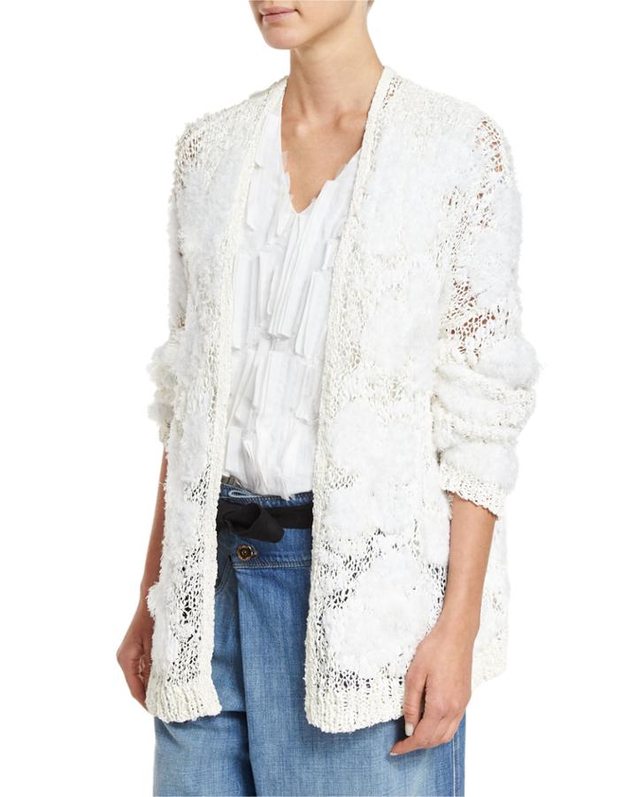 Intarsia Oversized Cardigan, White