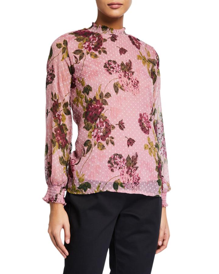 Clip Dot Floral-print Blouse