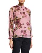 Clip Dot Floral-print Blouse