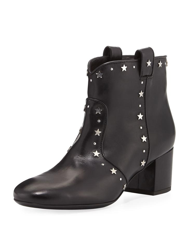 Belen Star-studded Western Bootie, Black