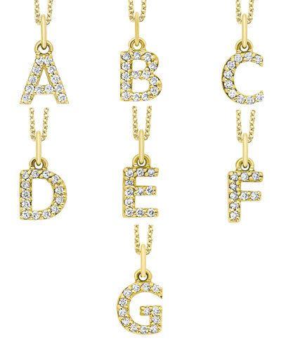 14k Yellow Gold Diamond Initial & Chain