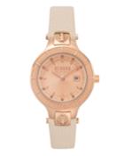 32mm Lion Head Guilloche Watch With Leather Strap, Rose Gold