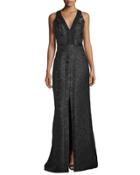 Sleeveless V-neck Mermaid Gown, Midnight Forest