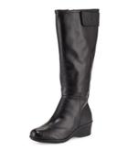 Aiden Leather Demi-wedge Knee Boot, Black