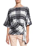 Line Pattern Dolman-sleeve