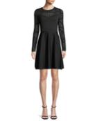 Pointelle Fracture Cutout Flare Dress