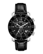 42mm Madison Chronograph Watch W/ Leather Strap,