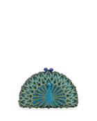 Crystal-beaded Peacock Clutch Bag