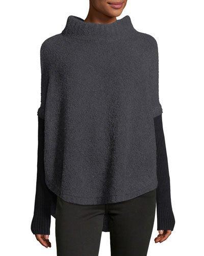 Mousse Ribbed-sleeve Poncho