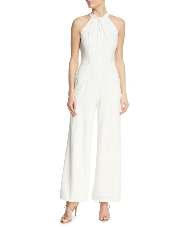 Twist-neck Wide-leg Halter Jumpsuit