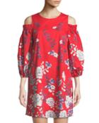Cold-shoulder Floral Poplin