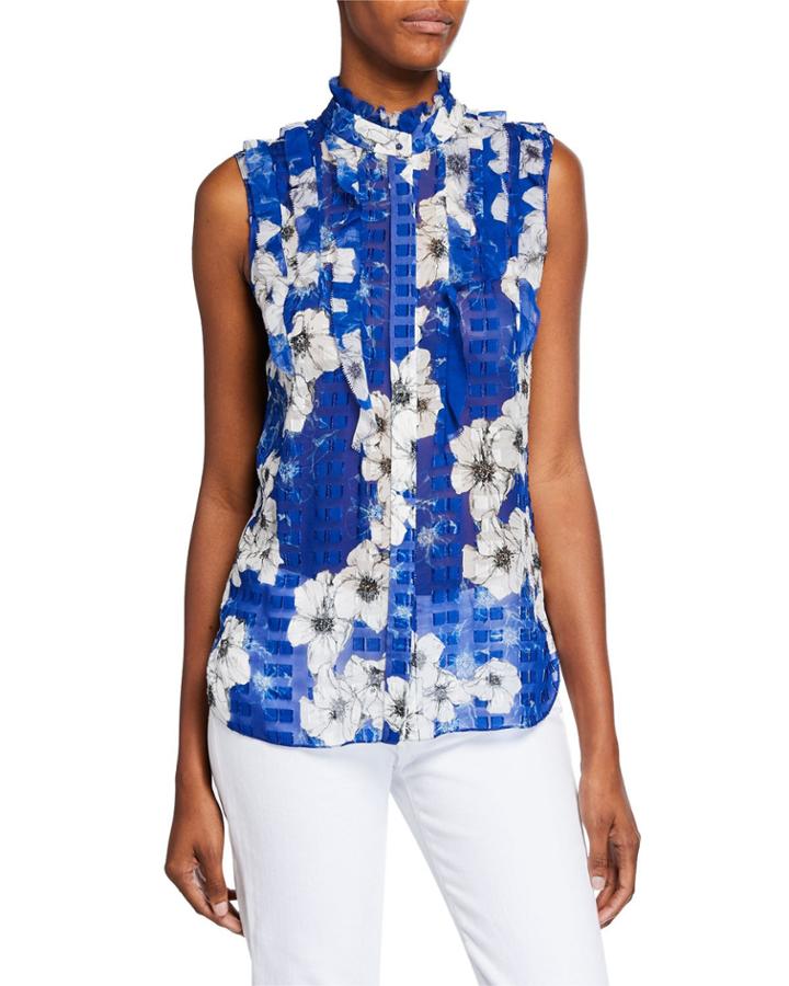 Trixie Floral-print Sleeveless Ruffle Blouse