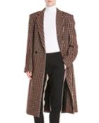 One-button Houndstooth Plaid Easy-fit Caban Coat