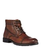 Men's Leather Lace-up Cap-toe Boots