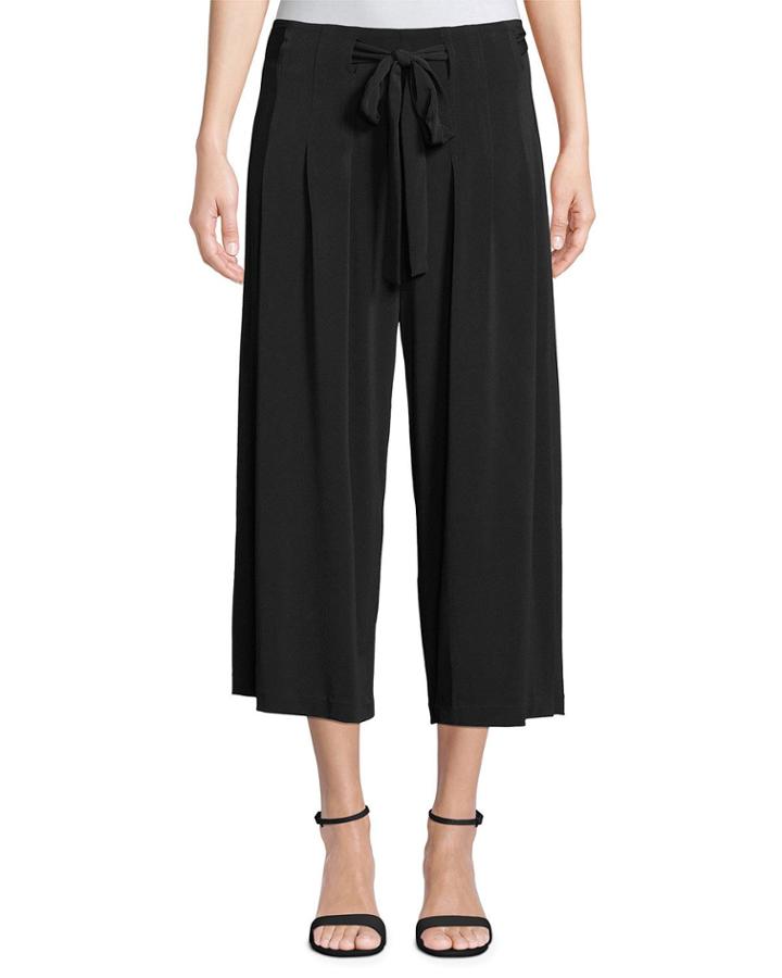 Tie-waist Cropped Jersey Pants