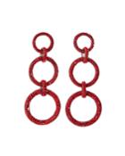 Triple Hoops Earrings, Red