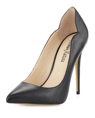 Kala Notched Leather Pump, Black