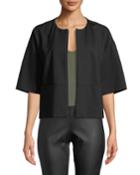 Cropped Half-sleeve Zip-front Jacket