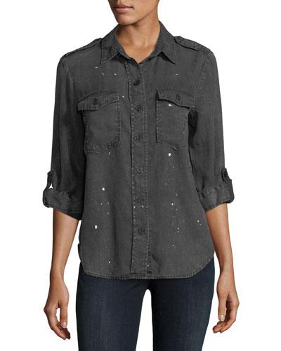 Paint-splatter Roll-tab Top