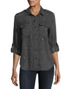 Paint-splatter Roll-tab Top