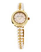 24mm Pearly Watch W/ Crystal, White/gold