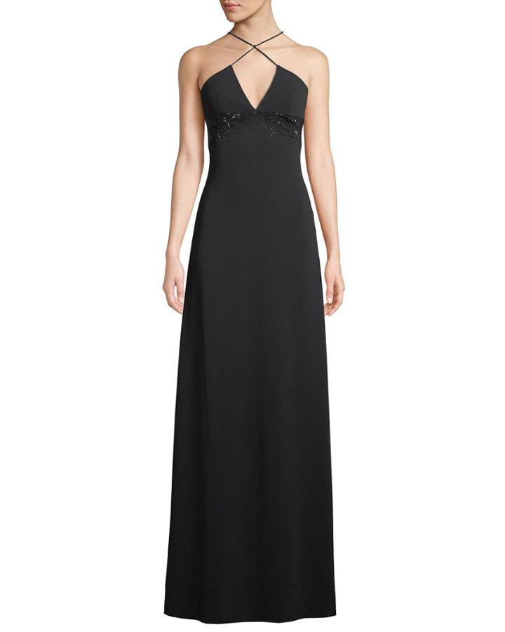 Stretch-cady Halter Gown With
