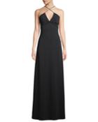 Stretch-cady Halter Gown With