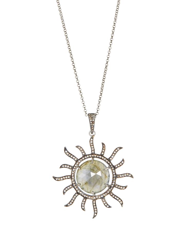 Diamond & Labradorite Sun Pendant Necklace