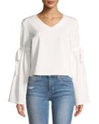 Tie-sleeve V-neck Blouse