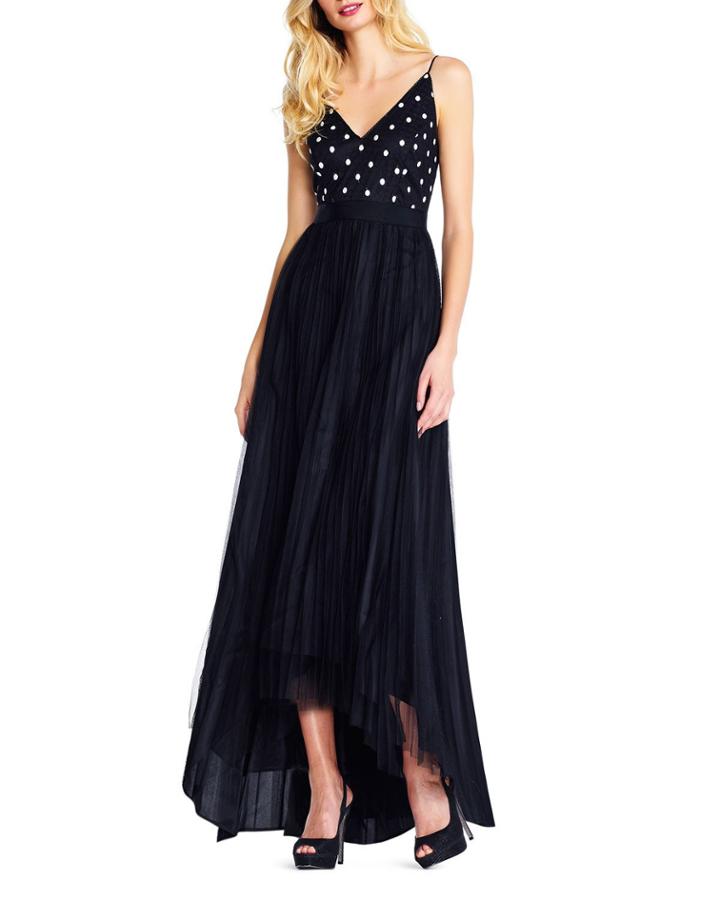 Polka-dot Bodice Tulle-skirt Gown
