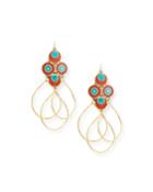Turquoise & Coral Triple Hoop Earrings