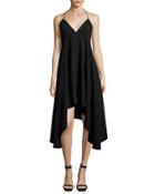 Asymmetric Stretch-crepe Dress, Black