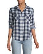 Riley Button-front Checkered Blouse