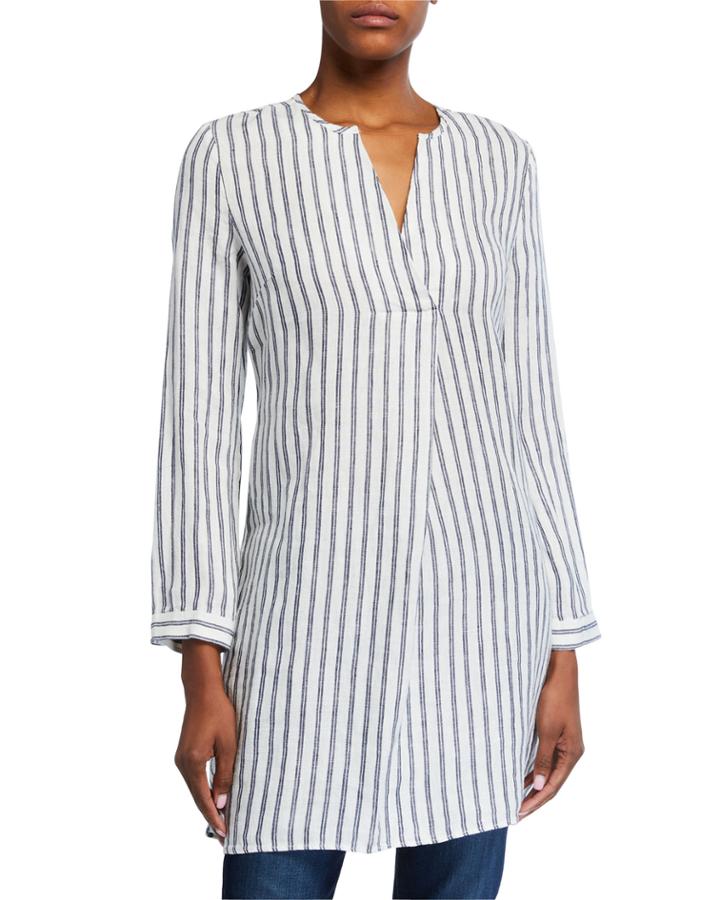 Long-sleeve High-low Stripe