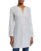 Long-sleeve High-low Stripe