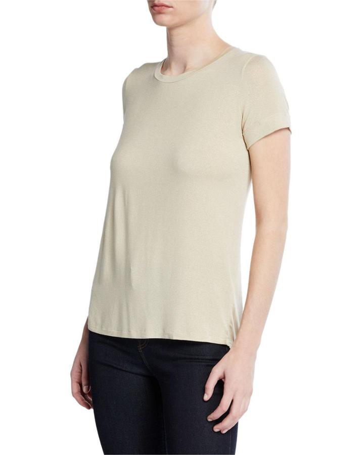 Metallic Roll-sleeve Crewneck Tee