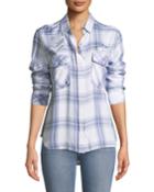 Pepper Button-front Long-sleeve Plaid