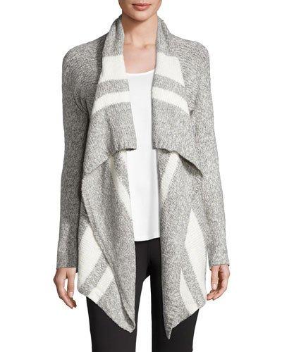 Paris Free Flow Striped Cardigan, Gray/white